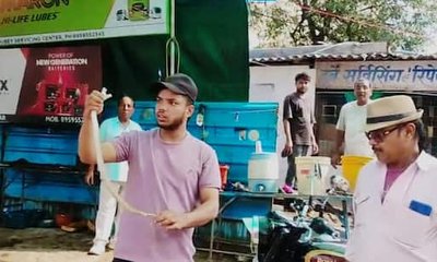 ಬುಸ್ ಬುಸ್ ನಾಗಪ್ಪನಿಂದ  ಬೈಕ್ ಸವಾರ ಜಸ್ಟ್ ಬಚಾವ್