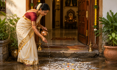 ಮನೆಯ ಬಾಗಿಲಿಗೆ ನೀರು ಹಾಕುವ ಹಿಂದಿದೆ ಈ ಶುಭ ರಹಸ್ಯ