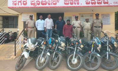 ಸಿಕ್ಕಿಬಿದ್ದ ವಾಹನ ಕಳ್ಳ ಕಳುವಾಗಿದ್ದ ೫ ವಾಹನಗಳ ಜಪ್ತಿ....