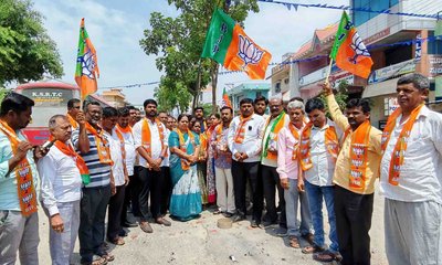 ಮೂರು ರಾಜ್ಯಗಳಲ್ಲಿ ಬಿಜೆಪಿ ಜಯಬೇರಿ, ಗುಡಿಬಂಡೆಯಲ್ಲಿ ಸಂಭ್ರಮಾಚರಣೆ