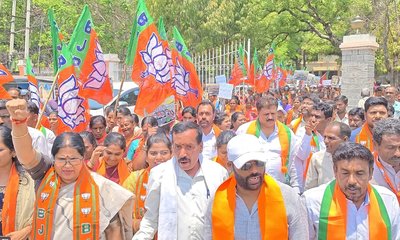 ಮೀಸಲಾತಿ ಕಸಿದುಕೊಂಡ ಕಾಂಗ್ರೆಸ್ ವಿರುದ್ಧ ಪ್ರತಿಭಟನಾ ರ‍್ಯಾಲಿ