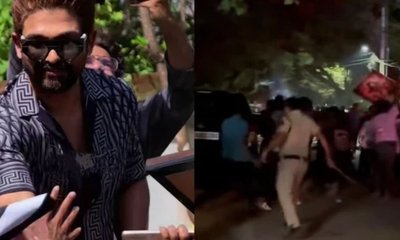 ಅಲ್ಲು ಅರ್ಜುನ್ ಮನೆ ಎದುರು ಜಮಾಯಿಸಿದ ಅಭಿಮಾನಿಗಳಿಗೆ ಪೊಲೀಸರ ಲಾಠಿ ಏಟು