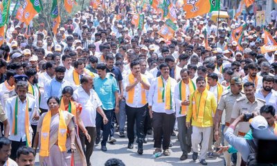 ಬಾಗೇಪಲ್ಲಿ ಸೇವಾ ಸಂಕಲ್ಪ ಯಾತ್ರೆಯಲ್ಲಿ ಬಿಜೆಪಿ ಶಕ್ತಿ ಪ್ರದರ್ಶನ