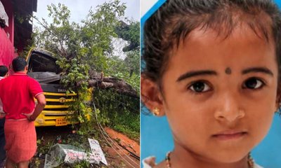 ಬಂಟ್ವಾಳದಲ್ಲಿ ಶಾಲಾ ಬಸ್‌ ಮೇಲೆ ಮರ ಬಿದ್ದು ಬಾಲಕಿ ಸಾವು