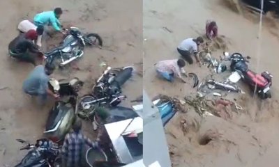 ಬೈಲಹೊಂಗಲದಲ್ಲಿ ಮಳೆ ಆರ್ಭಟ; ನೀರಿನಲ್ಲಿ ಕೊಚ್ಚಿಹೋದ ಬೈಕ್‌ಗಳು