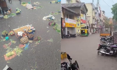 ಬೆಳಗಾವಿಯಲ್ಲಿ ಗುಡುಗು ಸಹಿತ ಮಳೆ ಅಬ್ಬರ; ಮನೆ, ಮಳಿಗೆಗಳಿಗೆ ನುಗ್ಗಿದ ನೀರು!