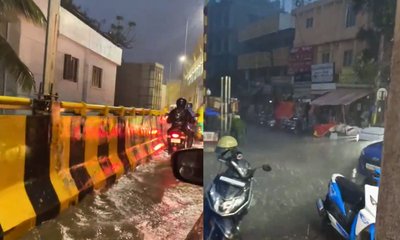 ರಾಜಧಾನಿ ಬೆಂಗಳೂರಲ್ಲಿ ಮಳೆ ಆರ್ಭಟ; ವಾಹನ ಸವಾರರ ಪರದಾಟ
