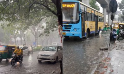 ಬೆಂಗಳೂರಿನ ಹಲವೆಡೆ ವರುಣನ ಆರ್ಭಟ; ವಾಹನ ಸವಾರರ ಪರದಾಟ