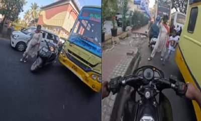 ಬಸ್ ಅಡ್ಡಗಟ್ಟಿ ಚಾಲಕನನ್ನು ತರಾಟೆಗೆ ತೆಗೆದುಕೊಂಡ ಮಹಿಳೆ