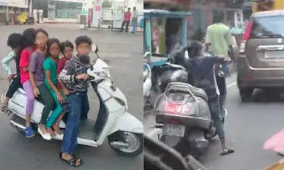 ಒಂದೇ ಸ್ಕೂಟರ್‌ನಲ್ಲಿ 6 ಮಕ್ಕಳ ಪ್ರಯಾಣ: ವಿಡಿಯೊ ನೋಡಿ ನೆಟ್ಟಿಗರು ಕಿಡಿಕಿಡಿ