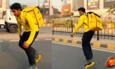 ಅಪಾಯಕಾರಿ ಸ್ಕೇಟಿಂಗ್ ಮಾಡಿದ ಬ್ಲಿಂಕಿಟ್ ಡೆಲಿವರಿ ಬಾಯ್!