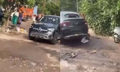 ಕಾರ್‌ ಡಿಕ್ಕಿ ಹೊಡೆದರೂ ಎದ್ದು ನಡೆದ ಪಾದಾಚಾರಿ