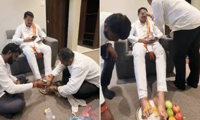 ಕಾಂಗ್ರೆಸ್‌ ನಾಯಕ ನಾನಾ ಪಟೋಲೆ ಪಾದಪೂಜೆಗೆ ಬಿಜೆಪಿ ಟೀಕೆ