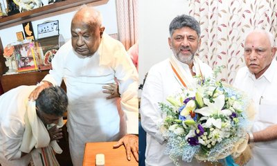 ದೇವೇಗೌಡ, ಯಡಿಯೂರಪ್ಪರನ್ನು ಭೇಟಿಯಾಗಿ ಆಶೀರ್ವಾದ ಪಡೆದ ಡಿಕೆಶಿ