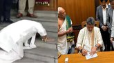 ಸಾಷ್ಟಾಂಗ ನಮಸ್ಕಾರ ಮಾಡಿ ಶಕ್ತಿಸೌಧಕ್ಕೆ ಸಿಎಂ ಡಿಕೆಶಿ ಪ್ರವೇಶ