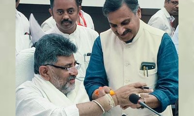 ಸಿಎಂ ಡಿಕೆಶಿ ಕೈಗೆ ಆರ್‌ಎಸ್‌ಎಸ್‌ ರಾಖಿ ಕಟ್ಟಿದ ಬಿಜೆಪಿ ರಾಜ್ಯಸಭಾ ಸದಸ್ಯ!