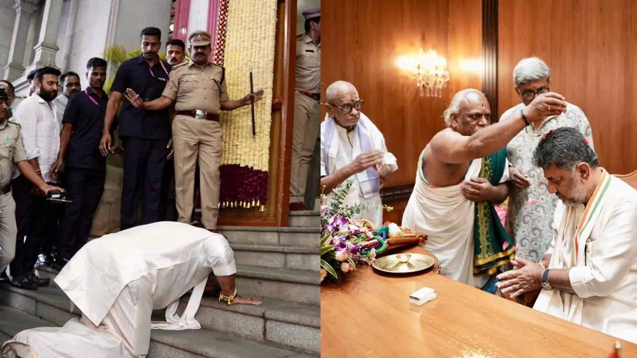 DK Shivakumar: ಸಾಷ್ಟಾಂಗ ನಮಸ್ಕಾರ ಮಾಡಿ ಶಕ್ತಿಸೌಧಕ್ಕೆ ಡಿಕೆಶಿ ಎಂಟ್ರಿ; ನೂತನ ಸಿಎಂ ಆಗಿ ಅಧಿಕಾರ ಸ್ವೀಕಾರ