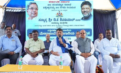 ಎತ್ತಿನಹೊಳೆ ಯೋಜನೆಯ ಬೃಹತ್ ಮೇಲ್ಗಾಲುವೆ ಪರಿಶೀಲಿಸಿದ ಡಿಕೆಶಿ