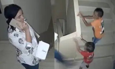 ಫೋನ್‌ನಲ್ಲಿ ಮಾತನಾಡುತ್ತಾ ಮಗುವಿಗೆ ಕಾಲಿನಿಂದ ಒದ್ದ ಮಹಿಳೆ!