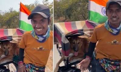 ಚಾರ್ಲಿಯೊಂದಿಗೆ ಸೈಕಲ್‌ ಯಾನ ಮಾಡಿದ ಯುವಕ; ನೆಟ್ಟಿಗರು ಫುಲ್‌ ಫಿದಾ