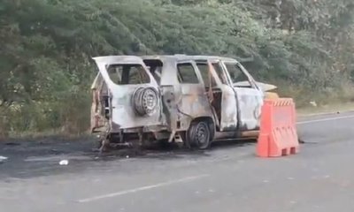 ಆಂಬ್ಯುಲೆನ್ಸ್‌ಗೆ ಬೆಂಕಿ; ನವಜಾತ ಶಿಶು ಸೇರಿ ನಾಲ್ವರು ಸಜೀವ ದಹನ