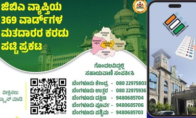 ಗ್ರೇಟರ್‌ ಬೆಂಗಳೂರು ಚುನಾವಣೆ; ಮತದಾರರ ಕರಡು ಪಟ್ಟಿ ಪ್ರಕಟ