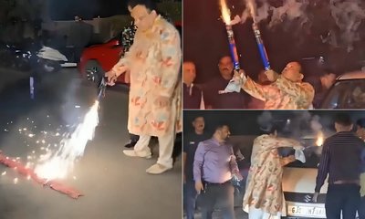 ಮಗನ ಹುಟ್ಟುಹಬ್ಬ ಆಚರಿಸಲು ರಸ್ತೆ ತಡೆದು ಪಟಾಕಿ ಸಿಡಿಸಿದ ಉದ್ಯಮಿ