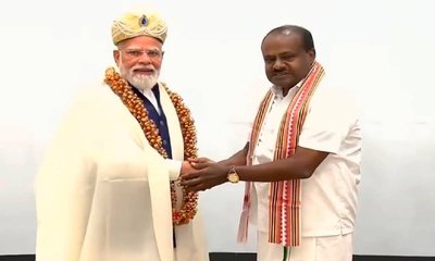 ಪ್ರಧಾನಿ ಮೋದಿ ಭೇಟಿಯಾಗಿ ಅಭಿನಂದಿಸಿದ ಎಚ್.ಡಿ. ಕುಮಾರಸ್ವಾಮಿ