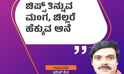 ಚಿಪ್ಸ್‌ ತಿನ್ನುವ ಮಂಗ, ಚಿಲ್ಲರೆ ಹೆಕ್ಕುವ ಆನೆ