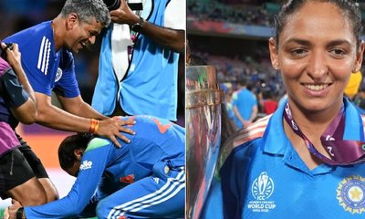 ಕೋಚ್ ಮುಜುಂದಾರ್ ಕಾಲಿಗೆ ಬಿದ್ದ ನಾಯಕಿ ಹರ್ಮನ್‌ಪ್ರೀತ್‌ ಕೌರ್‌