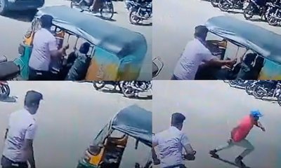 ಮಕ್ಕಳಿದ್ದ ಆಟೋವನ್ನು ನ್ಯೂಟ್ರಲ್‌ ಮಾಡಿ ಹಿಂದಕ್ಕೆ ತಳ್ಳಿದ ಬೈಕ್‌ ಸವಾರ!