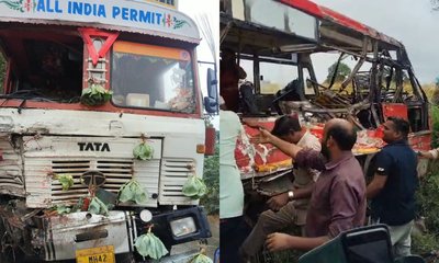 ಹಾವೇರಿಯಲ್ಲಿ ಸಾರಿಗೆ ಬಸ್-ಲಾರಿ ಡಿಕ್ಕಿ; ಓರ್ವ ಸಾವು, ಆರು ಮಂದಿಗೆ ಗಾಯ