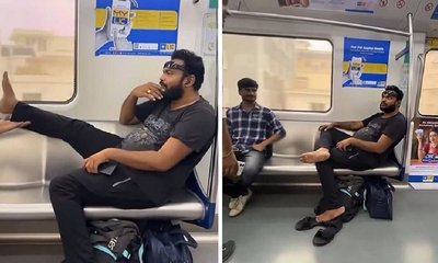 ಮೆಟ್ರೋದ ಸೀಟಿನ ಮೇಲೆ ಕಾಲಿಟ್ಟು ಕುಳಿತ ಯುವಕ: ಸಹ ಪ್ರಯಾಣಿಕರಿಂದ ಛೀಮಾರಿ