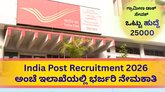 ಅಂಚೆ ಇಲಾಖೆಯಲ್ಲಿ 25,000 ಹುದ್ದೆಗಳ ಭರ್ತಿಗೆ ಅರ್ಜಿ ಆಹ್ವಾನ