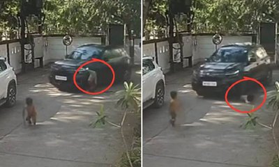 ಮಗುವಿನ ಮೇಲೆ ಹರಿದ ಕಾರು; ಪ‍ವಾಡ ಸದೃಶವಾಗಿ ಪಾರು