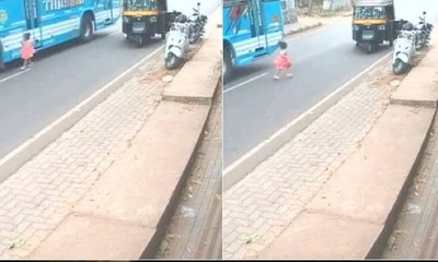 ಕೂದಲೆಳೆ ಅಂತರದಲ್ಲಿ ಪಾರಾದ ಬಾಲಕಿ: ಚಾಲಕನ ಸಮಯಪ್ರಜ್ಞೆಗೆ ಶಹಬ್ಬಾಸ್!