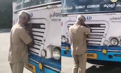 ಬಸ್ ಗೆ ಮುತ್ತಿಕ್ಕಿ ಭಾವನಾತ್ಮಕ ವಿದಾಯ ಹೇಳಿದ KSRTC ಚಾಲಕ!