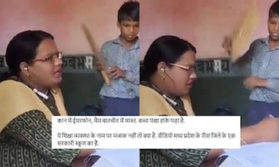 ಸರಕಾರಿ ಶಾಲೆಯ ಶಿಕ್ಷಕಿಗೆ ಬೀಸಣಿಕೆಯಿಂದ ಗಾಳಿ ಹಾಕಿದ ವಿದ್ಯಾರ್ಥಿ