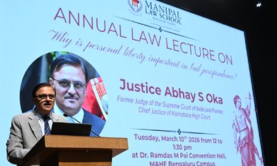 ಮಣಿಪಾಲ್ ಲಾ ಸ್ಕೂಲ್‌ನಲ್ಲಿ ಉಪನ್ಯಾಸ ನೀಡಿದ ನ್ಯಾಯಮೂರ್ತಿ ಅಭಯ್ ಎಸ್.ಓಕಾ