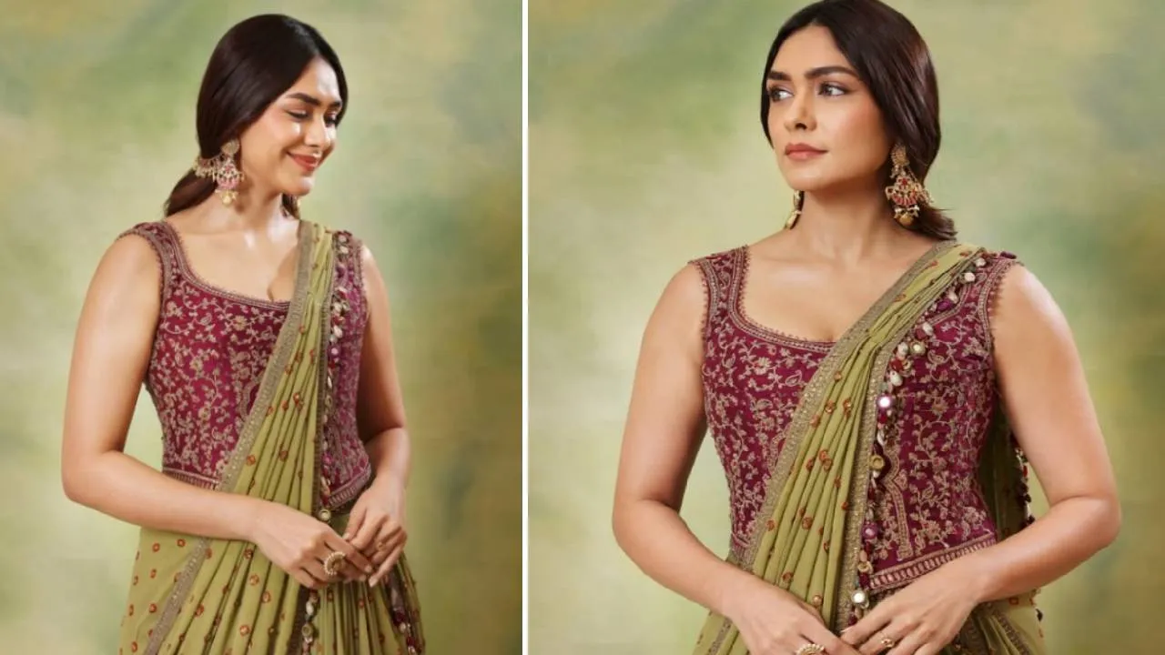 Star Fashion Review 2026: ಬಾಂದನಿ ಪ್ರೀ ಡ್ರೇಪ್ಡ್ ಲೆಹೆಂಗಾ ಸೀರೆಯಲ್ಲಿ ಕಾಣಿಸಿಕೊಂಡ ನಟಿ ಮೃಣಾಲ್‌ ಠಾಕೂರ್‌ - Image 3