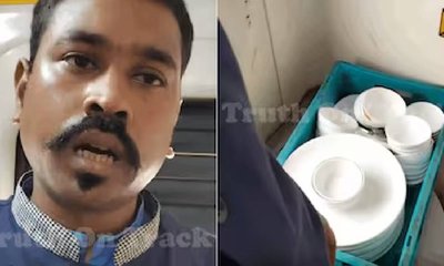 ರೈಲಿನ ಶೌಚಾಲಯದೊಳಗೆ ಪ್ಲೇಟ್‌ಗಳನ್ನು ತೊಳೆದ ಸಿಬ್ಬಂದಿ: ವಿಡಿಯೊ ವೈರಲ್