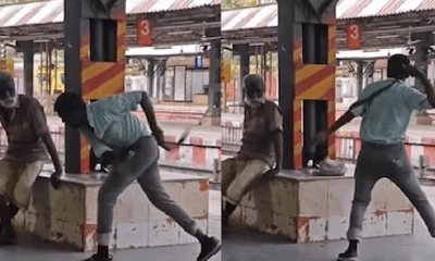 ರೈಲ್ವೆ ನಿಲ್ದಾಣದಲ್ಲಿ ವೃದ್ಧನ ಮೇಲೆ ಬೆಲ್ಟ್‌ನಿಂದ ಕ್ರೂರ ಹಲ್ಲೆ