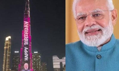 ಬುರ್ಜ ಖಲೀಫಾ ಮೇಲೆ ಬೆಳಗಿದ ಮೋದಿ ಭಾವಚಿತ್ರ