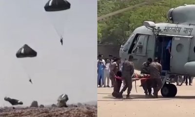 ಪ್ಯಾರಾಚೂಟ್ ತರಬೇತಿ ವೇಳೆ ಅವಘಡ; ಮೇಲಿನಿಂದ ಬಿದ್ದು ಇಬ್ಬರು ಯೋಧರಿಗೆ ಗಾಯ