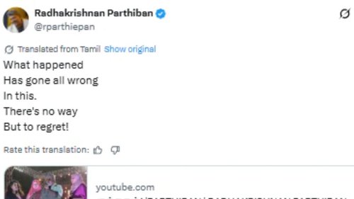 Parthiban says sorry for remark