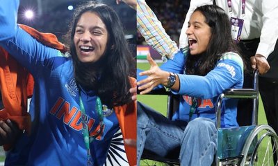 ವೀಲ್‌ಚೇರ್‌ನಲ್ಲಿ ಬಂದು ವಿಶ್ವಕಪ್ ಗೆಲುವು ಸಂಭ್ರಮಿಸಿದ ಪ್ರತೀಕಾ