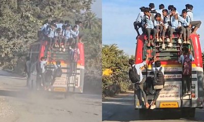 ಶಾಲಾ ಬಸ್ಸಿನಲ್ಲಿ ನೇತಾಡುತ್ತಿರುವ ಮಕ್ಕಳು: ಭಯಾನಕ ವಿಡಿಯೊ ವೈರಲ್