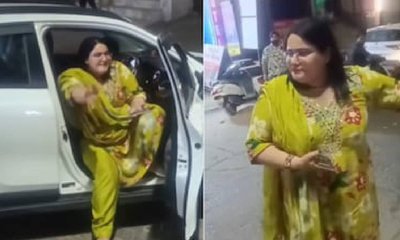 ಕುಡಿದು ರಸ್ತೆಯಲ್ಲೇ  ಕಾರು ನಿಲ್ಲಿಸಿ ಸಾರ್ವಜನಿಕರಿಗೆ ನಿಂದನೆ ಮಾಡಿದ ಮಹಿಳೆ