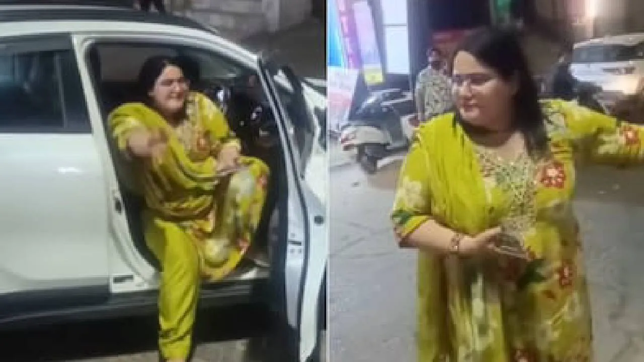 ಕುಡಿದ ಮತ್ತಿನಲ್ಲಿ ರಸ್ತೆ ಮಧ್ಯೆಯೇ ಕಾರು ನಿಲ್ಲಿಸಿ ಮಹಿಳೆಯ ಹೈಡ್ರಾಮಾ: ವಿಡಿಯೊ ನೋಡಿ!