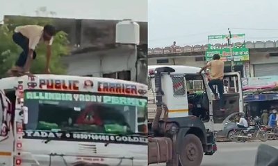 ಚಲಿಸುತ್ತಿದ್ದ ಟ್ರಕ್ ಏರಿ ಚಾಲಕನ ಡ್ಯಾನ್ಸ್: ಅಪಾಯಕಾರಿ ವಿಡಿಯೊ ವೈರಲ್